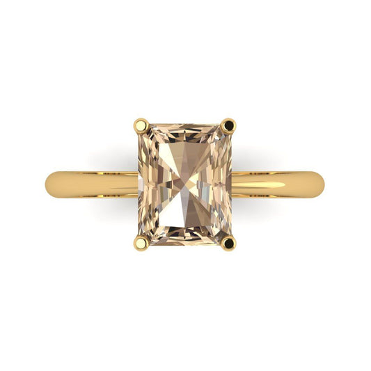 2.5 cttw Yellow Moissanite Solitaire  Engagement Ring - Solid Yellow Gold (VVS1, Radiant Cut,8.5x6.5mm)