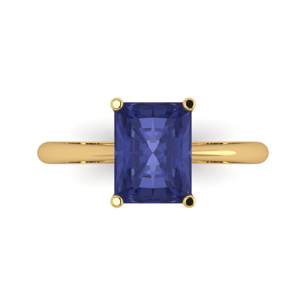 2.5 cttw Simulated Tanzanite Solitaire  Engagement Ring - Solid Gold (Radiant Cut,8.5x6.5mm)