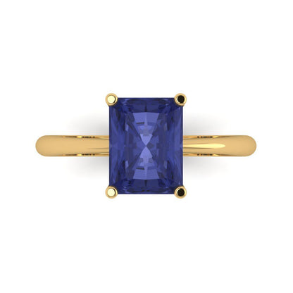2.5 cttw Simulated Tanzanite Solitaire  Engagement Ring - Solid Gold (Radiant Cut,8.5x6.5mm)