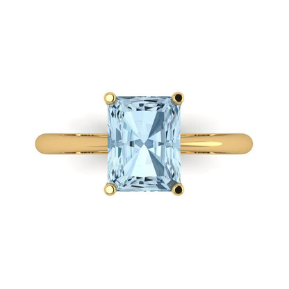 2.5 cttw Zirconia Simulated Blue Diamond Solitaire  Engagement Ring - Solid Gold (VVS1, Radiant Cut,8.5x6.5mm)