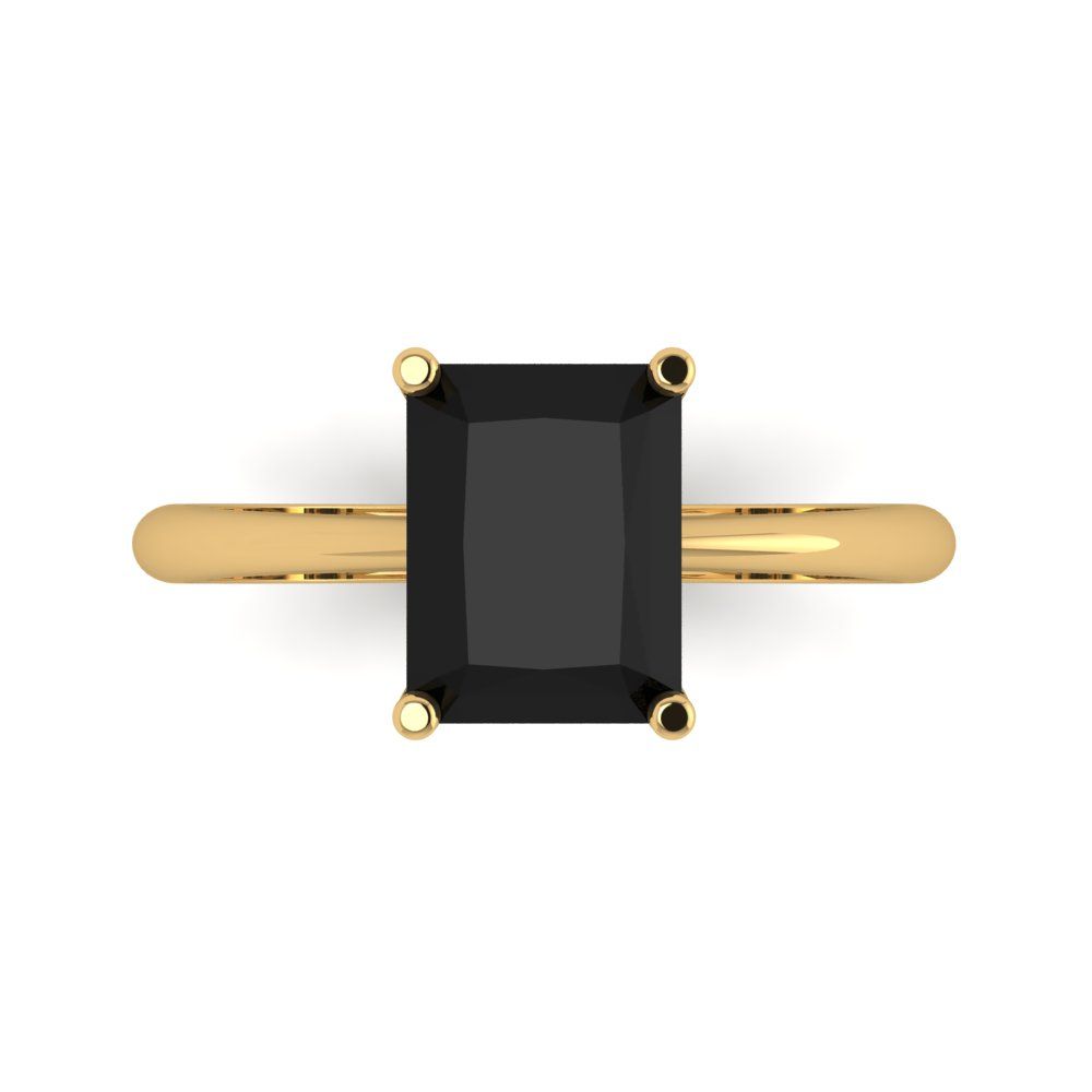 2.5 cttw Natural Onyx Solitaire  Engagement Ring - Solid Gold (Radiant Cut,8.5x6.5mm)