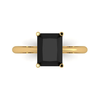 2.5 cttw Natural Onyx Solitaire  Engagement Ring - Solid Gold (Radiant Cut,8.5x6.5mm)