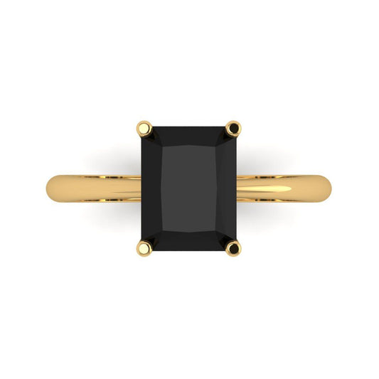 2.5 cttw Natural Onyx Solitaire  Engagement Ring - Solid Yellow Gold (VVS1, Radiant Cut,8.5x6.5mm)