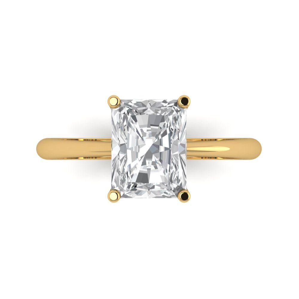 2.5 cttw Zirconia Simulated Diamond Solitaire  Engagement Ring - Solid Gold (VVS1, Radiant Cut,8.5x6.5mm)