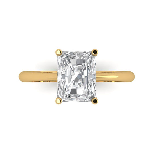 2.5 cttw Zirconia Simulated Diamond Solitaire  Engagement Ring - Solid Yellow Gold (VVS1, Radiant Cut,8.5x6.5mm)