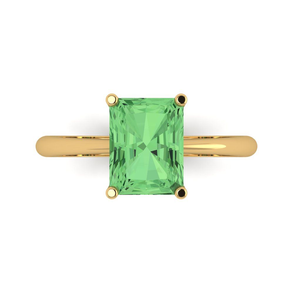 2.5 cttw Zirconia Simulated Green Diamond Solitaire  Engagement Ring - Solid Gold (VVS1, Radiant Cut,8.5x6.5mm)