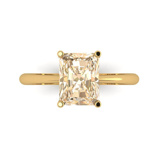 2.5 cttw Natural Morganite Solitaire  Engagement Ring - Solid Yellow Gold (VVS1, Radiant Cut,8.5x6.5mm)