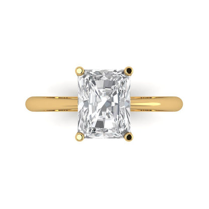 2.5 ct Brilliant Radiant Cut Natural Diamond Stone Clarity VS1-2 Color G-H Yellow Gold Solitaire Ring