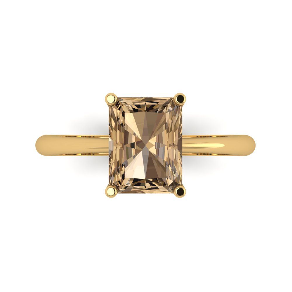 2.5 cttw Zirconia Simulated Champagne Diamond Solitaire  Engagement Ring - Solid Gold (VVS1, Radiant Cut,8.5x6.5mm)