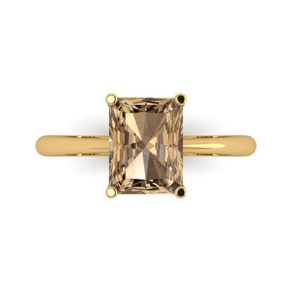 2.5 cttw Zirconia Simulated Champagne Diamond Solitaire  Engagement Ring - Solid Gold (VVS1, Radiant Cut,8.5x6.5mm)