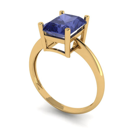 2.5 cttw Simulated Tanzanite Solitaire  Engagement Ring - Solid Gold (Radiant Cut,8.5x6.5mm)