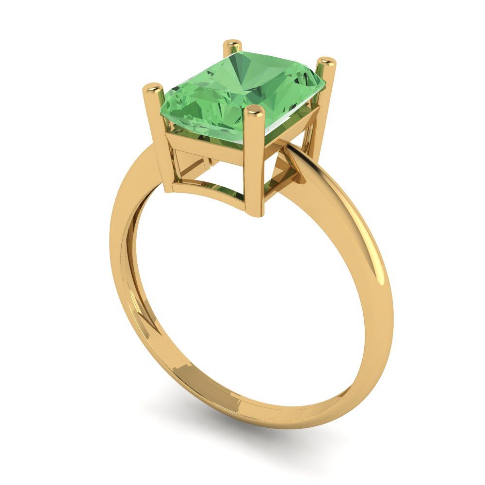 2.5 cttw Zirconia Simulated Green Diamond Solitaire  Engagement Ring - Solid Gold (VVS1, Radiant Cut,8.5x6.5mm)