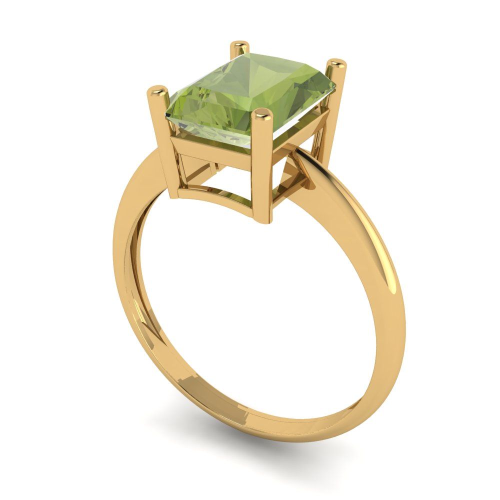 2.5 cttw Natural Peridot Solitaire  Engagement Ring - Solid Yellow Gold (VVS1, Radiant Cut,8.5x6.5mm)