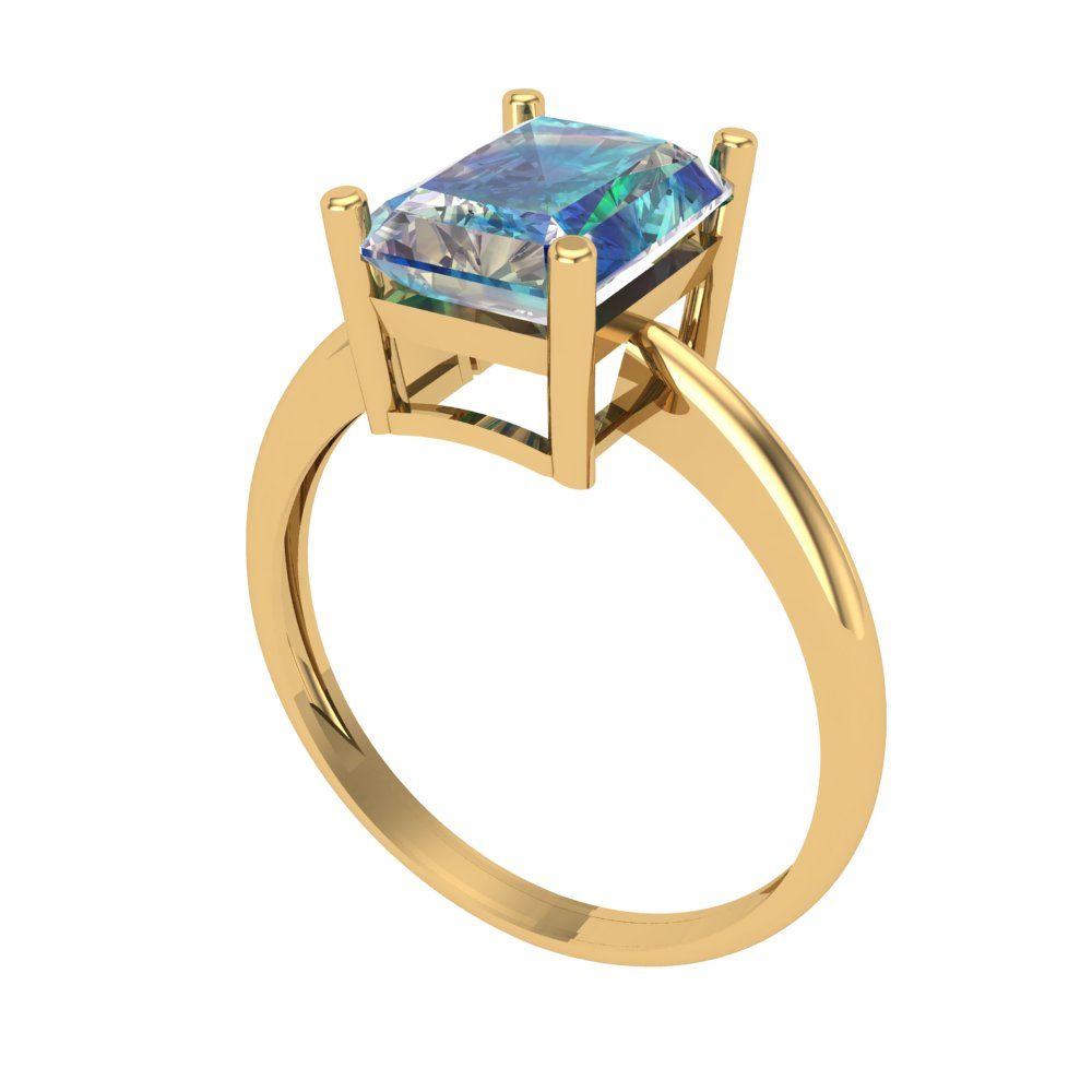 2.5 cttw Blue Moissanite Solitaire  Engagement Ring - Solid Gold (Radiant Cut,8.5x6.5mm)