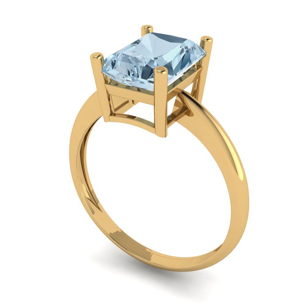 2.5 cttw Natural Swiss Blue Topaz Solitaire  Engagement Ring - Solid Gold (Radiant Cut,8.5x6.5mm)