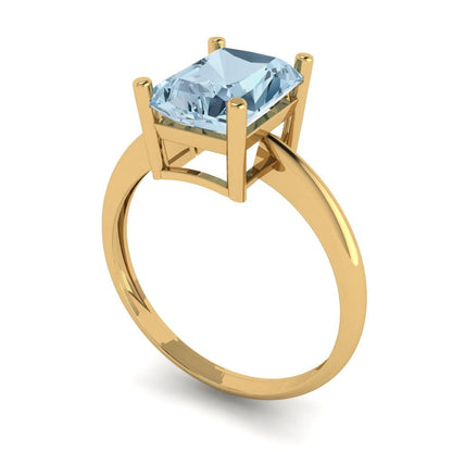 2.5 cttw Natural Swiss Blue Topaz Solitaire  Engagement Ring - Solid Gold (Radiant Cut,8.5x6.5mm)