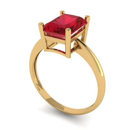2.5 cttw Simulated Ruby Solitaire  Engagement Ring - Solid Gold (Radiant Cut,8.5x6.5mm)