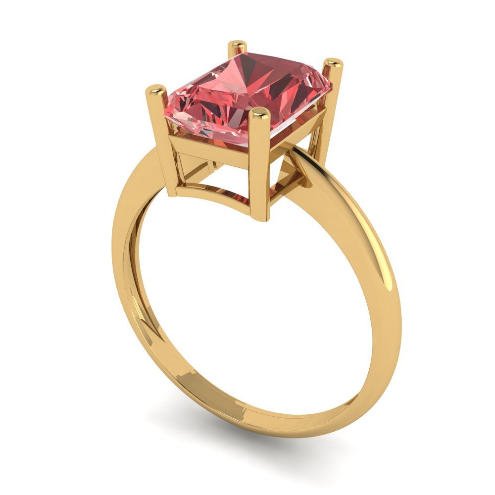 2.5 cttw Natural Garnet Solitaire  Engagement Ring - Solid Gold (Radiant Cut,8.5x6.5mm)