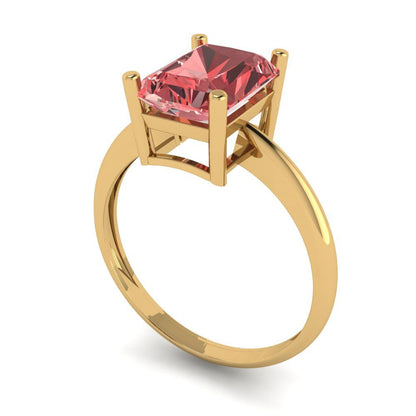 2.5 cttw Natural Garnet Solitaire  Engagement Ring - Solid Gold (Radiant Cut,8.5x6.5mm)