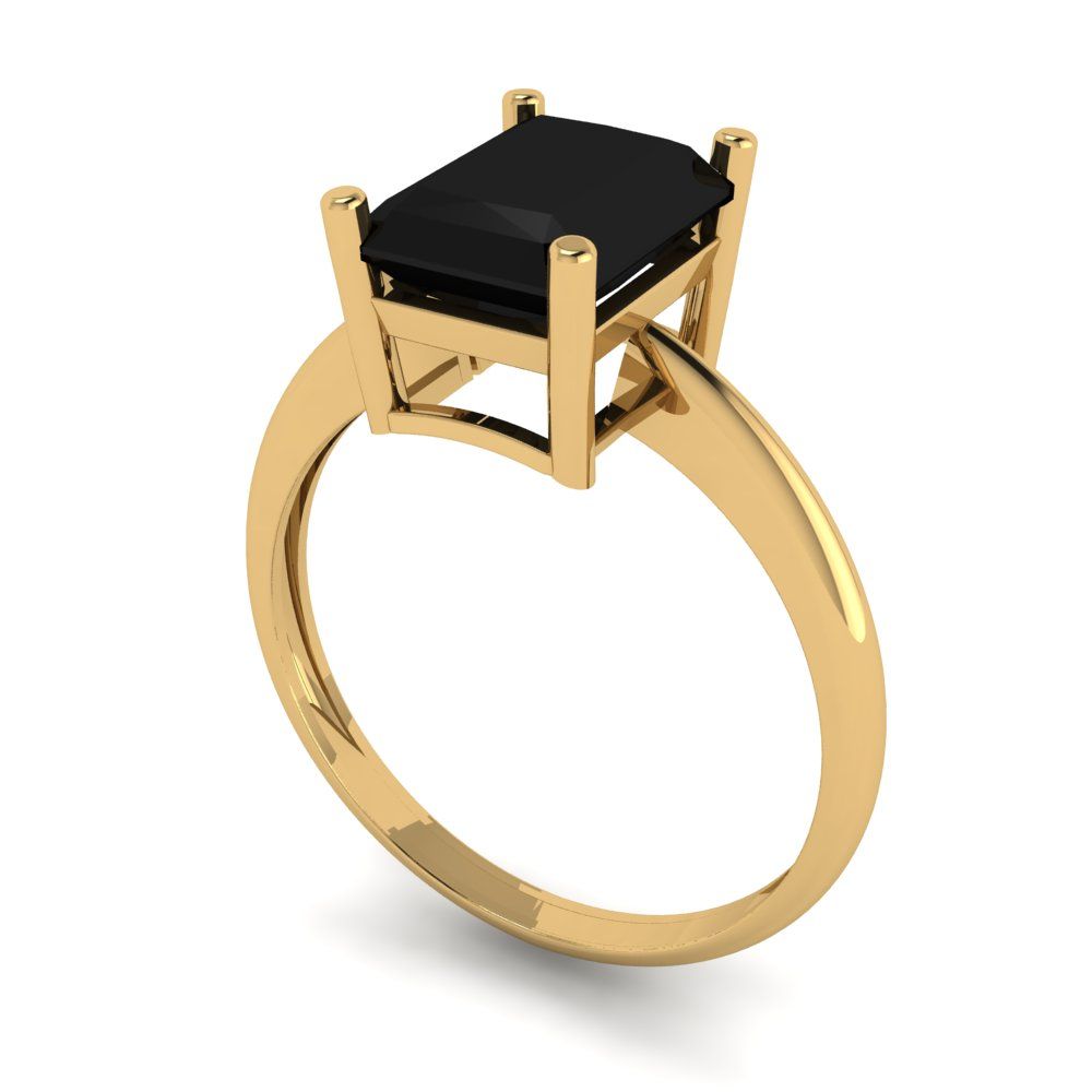 2.5 cttw Natural Onyx Solitaire  Engagement Ring - Solid Gold (Radiant Cut,8.5x6.5mm)
