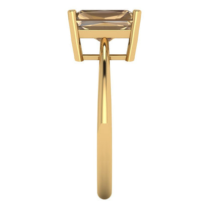 2.5 cttw Zirconia Simulated Champagne Diamond Solitaire  Engagement Ring - Solid Gold (VVS1, Radiant Cut,8.5x6.5mm)