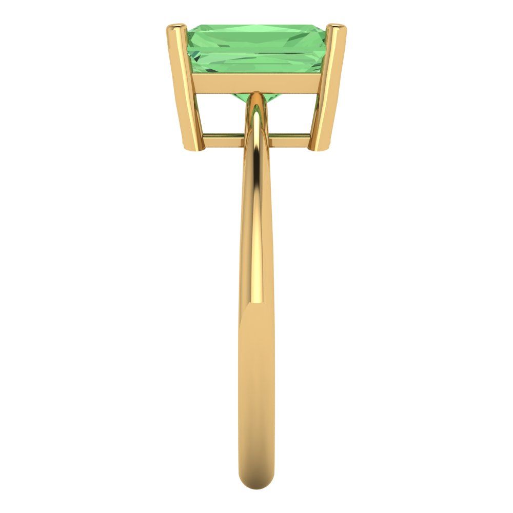 2.5 cttw Zirconia Simulated Green Diamond Solitaire  Engagement Ring - Solid Gold (VVS1, Radiant Cut,8.5x6.5mm)