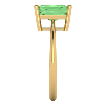 2.5 cttw Zirconia Simulated Green Diamond Solitaire  Engagement Ring - Solid Gold (VVS1, Radiant Cut,8.5x6.5mm)