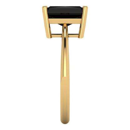 2.5 cttw Natural Onyx Solitaire  Engagement Ring - Solid Gold (Radiant Cut,8.5x6.5mm)