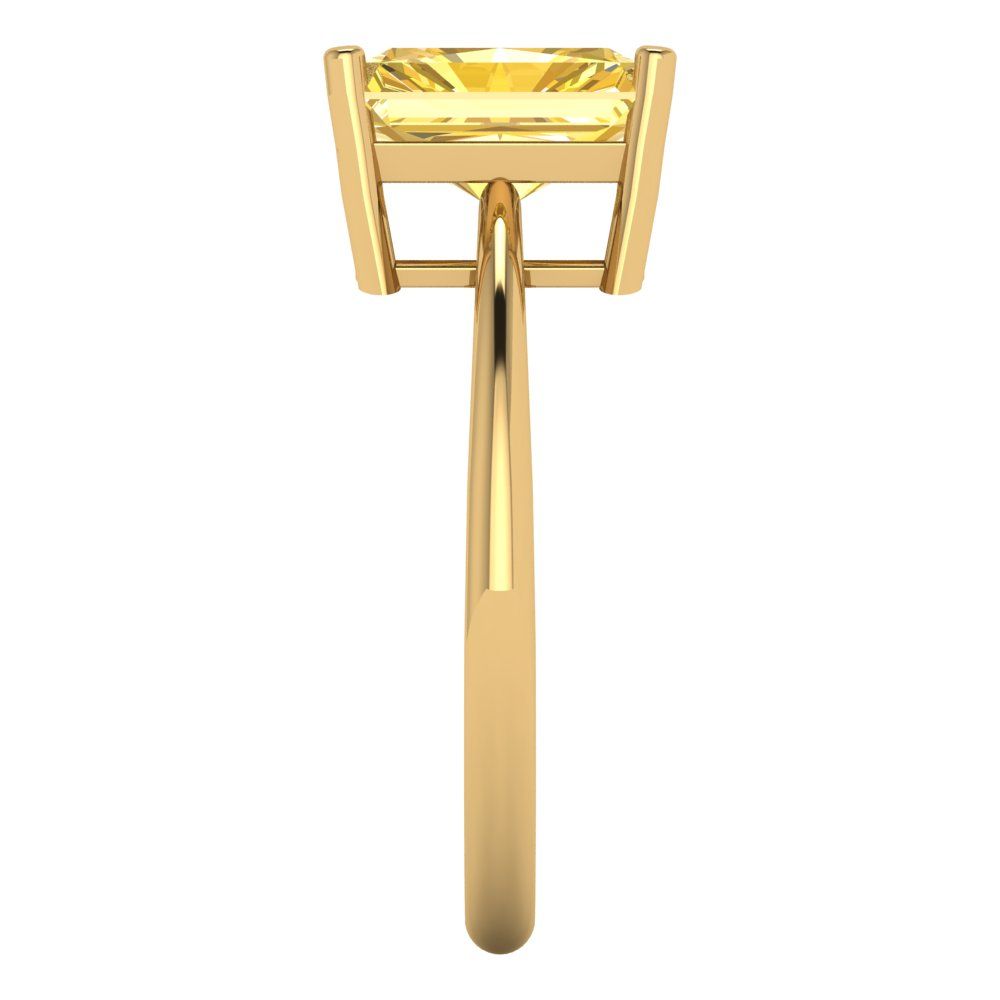 2.5 cttw Zirconia Simulated Yellow Diamond Solitaire  Engagement Ring - Solid Gold (VVS1, Radiant Cut,8.5x6.5mm)