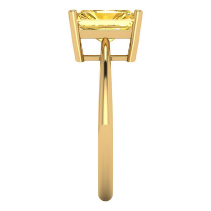 2.5 cttw Zirconia Simulated Yellow Diamond Solitaire  Engagement Ring - Solid Gold (VVS1, Radiant Cut,8.5x6.5mm)