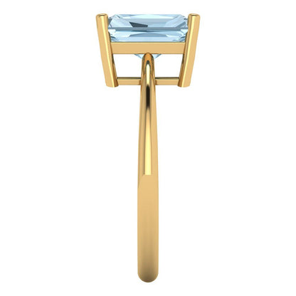 2.5 cttw Natural Sky Blue Topaz Solitaire  Engagement Ring - Solid Gold (Radiant Cut,8.5x6.5mm)