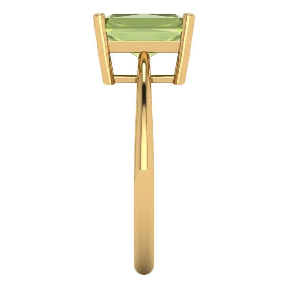 2.5 cttw Natural Peridot Solitaire  Engagement Ring - Solid Yellow Gold (VVS1, Radiant Cut,8.5x6.5mm)