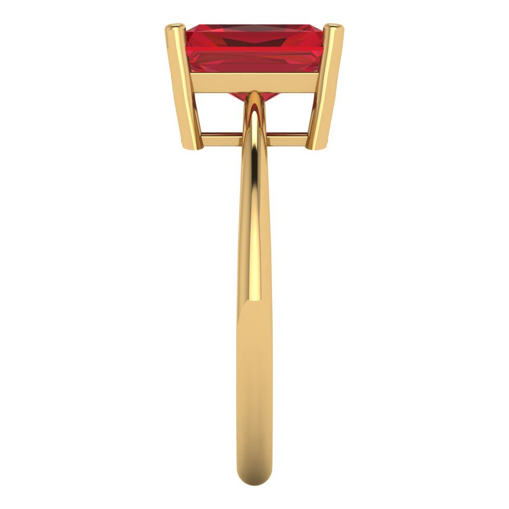 2.5 cttw Simulated Ruby Solitaire  Engagement Ring - Solid Gold (Radiant Cut,8.5x6.5mm)