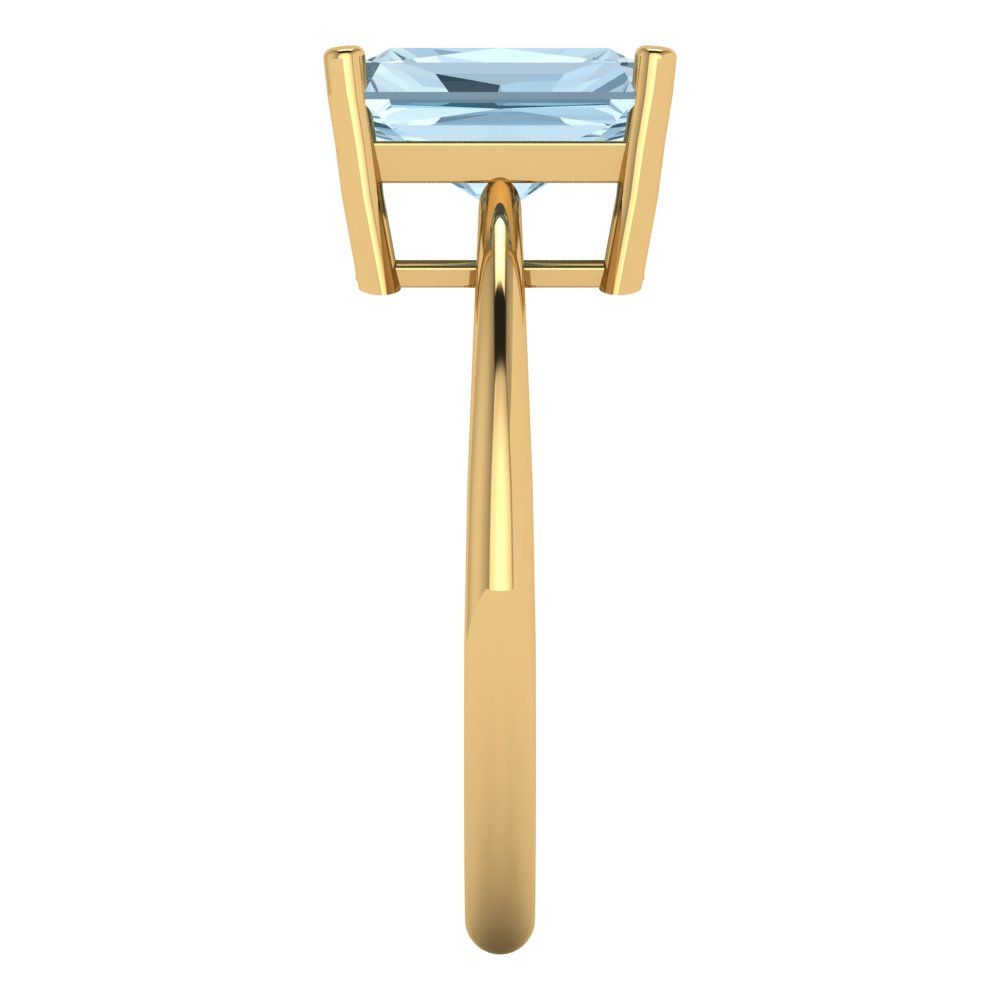 2.5 cttw Zirconia Simulated Blue Diamond Solitaire  Engagement Ring - Solid Gold (VVS1, Radiant Cut,8.5x6.5mm)