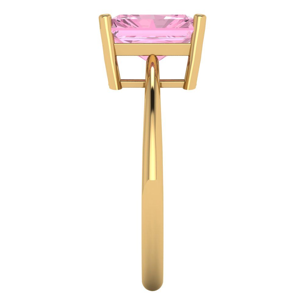 2.5 cttw Zirconia Simulated Pink Diamond Solitaire  Engagement Ring - Solid Gold (VVS1, Radiant Cut,8.5x6.5mm)