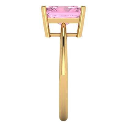 2.5 cttw Zirconia Simulated Pink Diamond Solitaire  Engagement Ring - Solid Gold (VVS1, Radiant Cut,8.5x6.5mm)