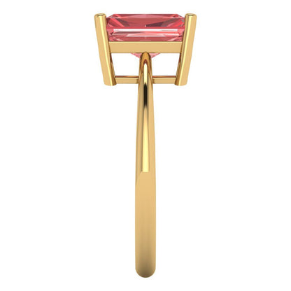 2.5 cttw Natural Garnet Solitaire  Engagement Ring - Solid Gold (Radiant Cut,8.5x6.5mm)