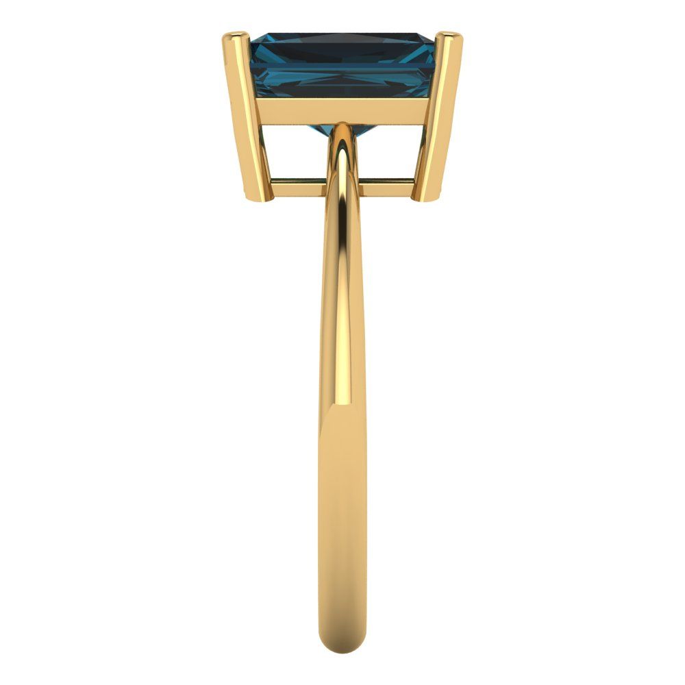 2.5 cttw Natural London Blue Topaz Solitaire  Engagement Ring - Solid Gold (Radiant Cut,8.5x6.5mm)