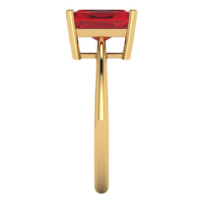 2.5 cttw Simulated Pink Tourmaline Solitaire  Engagement Ring - Solid Gold (Radiant Cut,8.5x6.5mm)