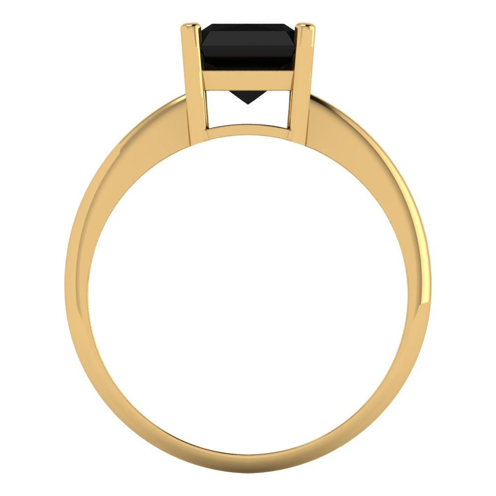 2.5 cttw Natural Onyx Solitaire  Engagement Ring - Solid Gold (Radiant Cut,8.5x6.5mm)