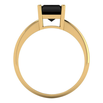 2.5 cttw Natural Onyx Solitaire  Engagement Ring - Solid Gold (Radiant Cut,8.5x6.5mm)