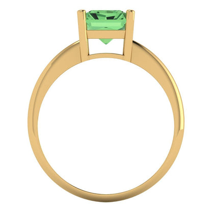 2.5 cttw Zirconia Simulated Green Diamond Solitaire  Engagement Ring - Solid Gold (VVS1, Radiant Cut,8.5x6.5mm)