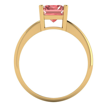 2.5 cttw Natural Garnet Solitaire  Engagement Ring - Solid Gold (Radiant Cut,8.5x6.5mm)
