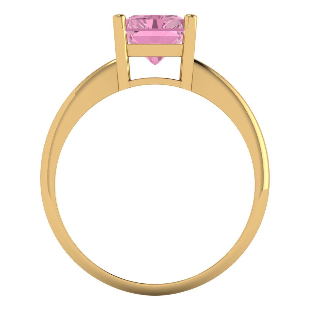 2.5 cttw Zirconia Simulated Pink Diamond Solitaire  Engagement Ring - Solid Gold (VVS1, Radiant Cut,8.5x6.5mm)
