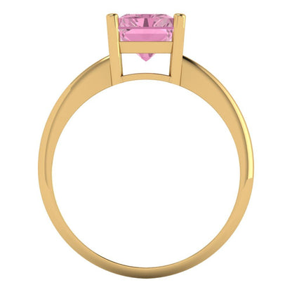 2.5 cttw Zirconia Simulated Pink Diamond Solitaire  Engagement Ring - Solid Gold (VVS1, Radiant Cut,8.5x6.5mm)