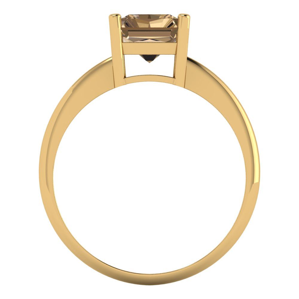 2.5 cttw Zirconia Simulated Champagne Diamond Solitaire  Engagement Ring - Solid Gold (VVS1, Radiant Cut,8.5x6.5mm)