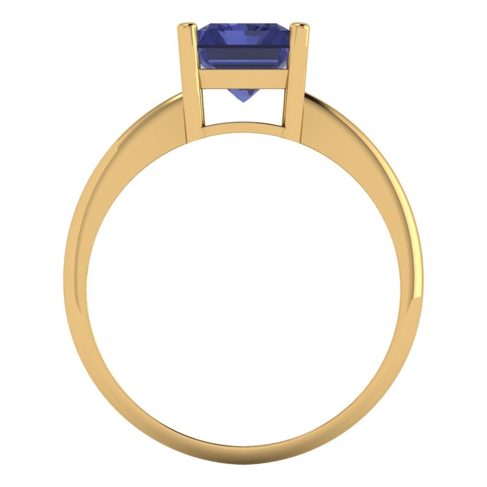 2.5 cttw Simulated Tanzanite Solitaire  Engagement Ring - Solid Gold (Radiant Cut,8.5x6.5mm)
