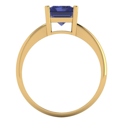 2.5 cttw Simulated Tanzanite Solitaire  Engagement Ring - Solid Gold (Radiant Cut,8.5x6.5mm)