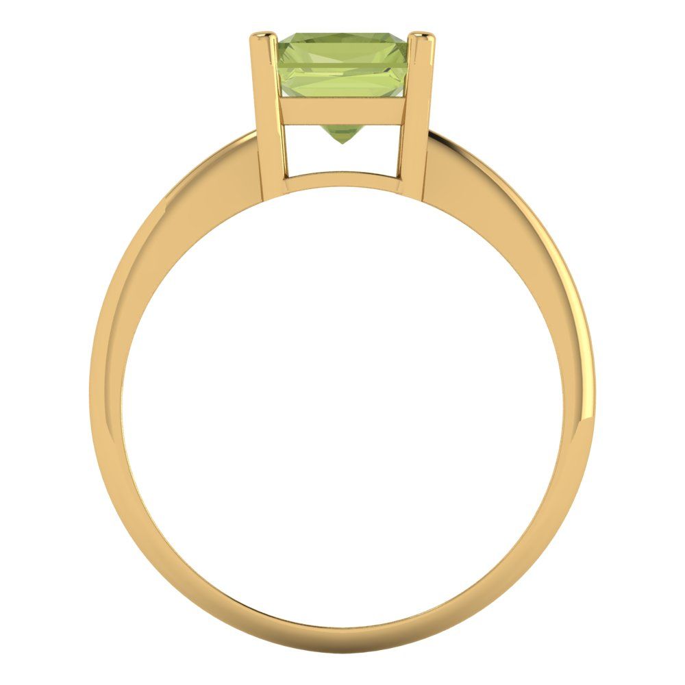 2.5 cttw Natural Peridot Solitaire  Engagement Ring - Solid Yellow Gold (VVS1, Radiant Cut,8.5x6.5mm)