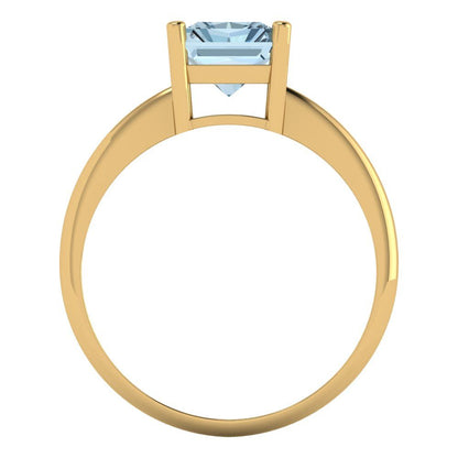 2.5 cttw Natural Aquamarine Solitaire  Engagement Ring - Solid Gold (Radiant Cut,8.5x6.5mm)
